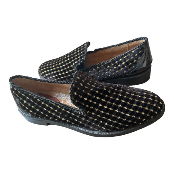HOUSE OF HOUNDS - Suade Dress Loafers-Black W/ Gold Accents-SIZE EU 43